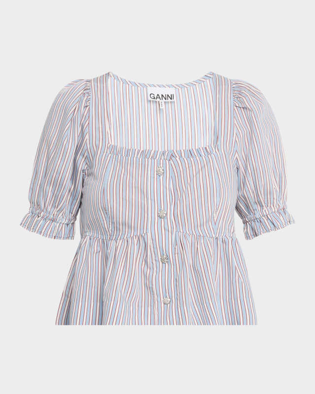 Stripe Button-Front Blouse